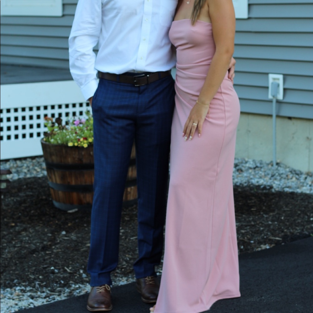 Pink strapless lulus formal dress with slit